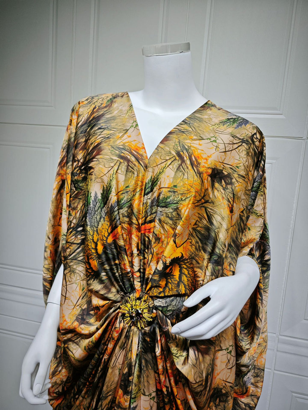 Printed Crew-Neck Maxi Dress