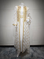 Embroidered Sequin Maxi Dress & Vest Set