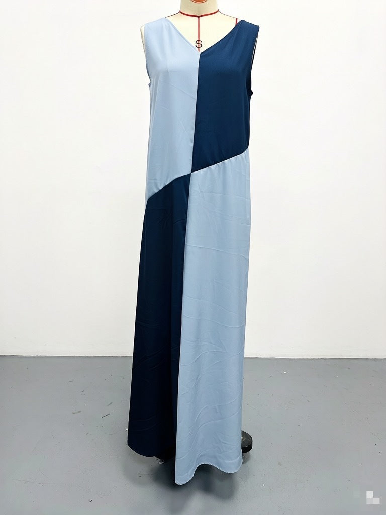 Color-Block Halter Maxi Dress