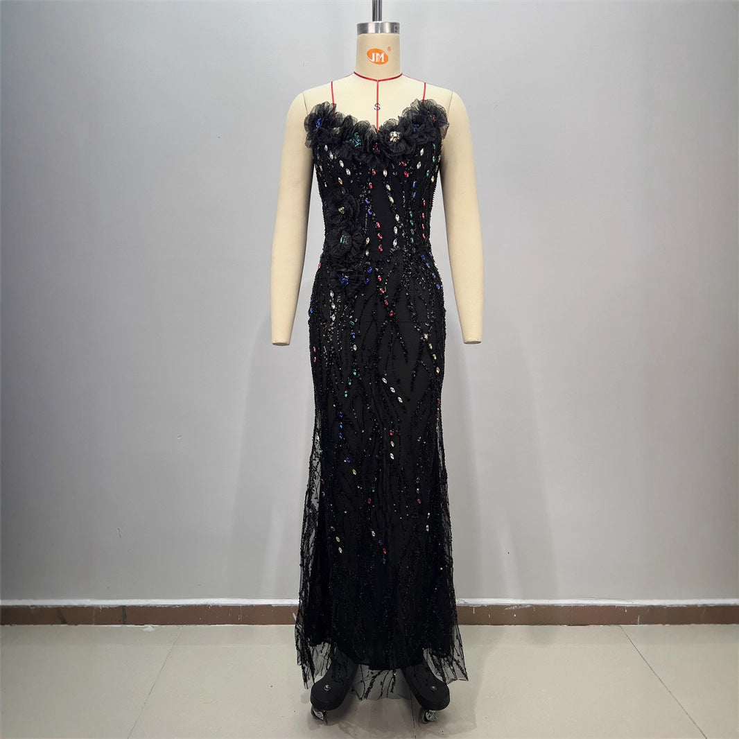 One-Shoulder Sequin Mermaid Evening Gown in Black Secondary image