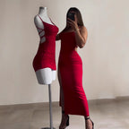 Backless Bodycon Maxi Dress for Women, Strappy Side Slit