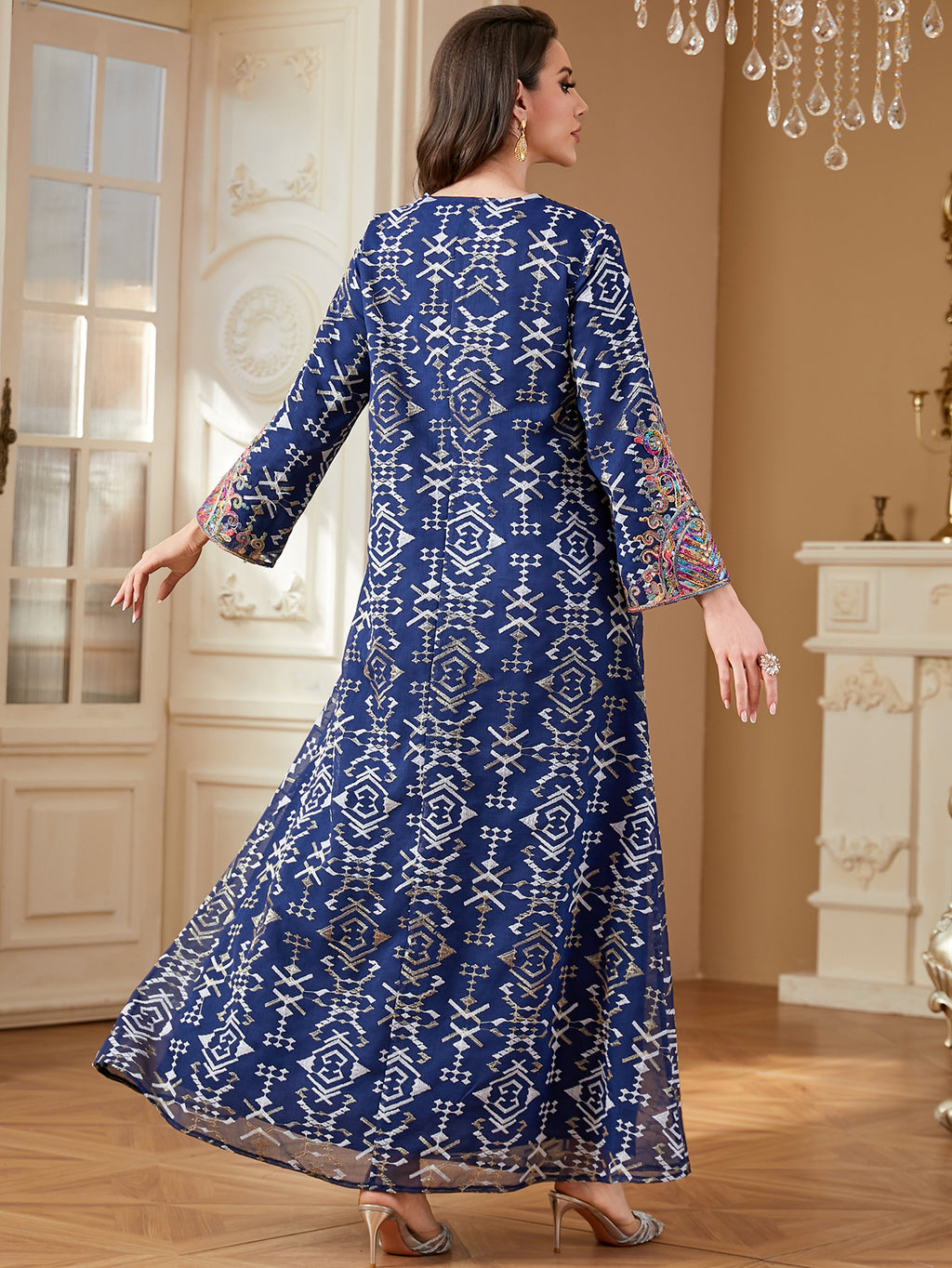 Royal Blue Embroidered Maxi Dress