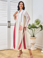 Embroidered Sequin Long-Sleeve Maxi Dress