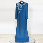 Crystal-Studded Split-Sleeve Maxi Dress for Women