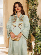 Embroidered V-Neck Maxi Dress