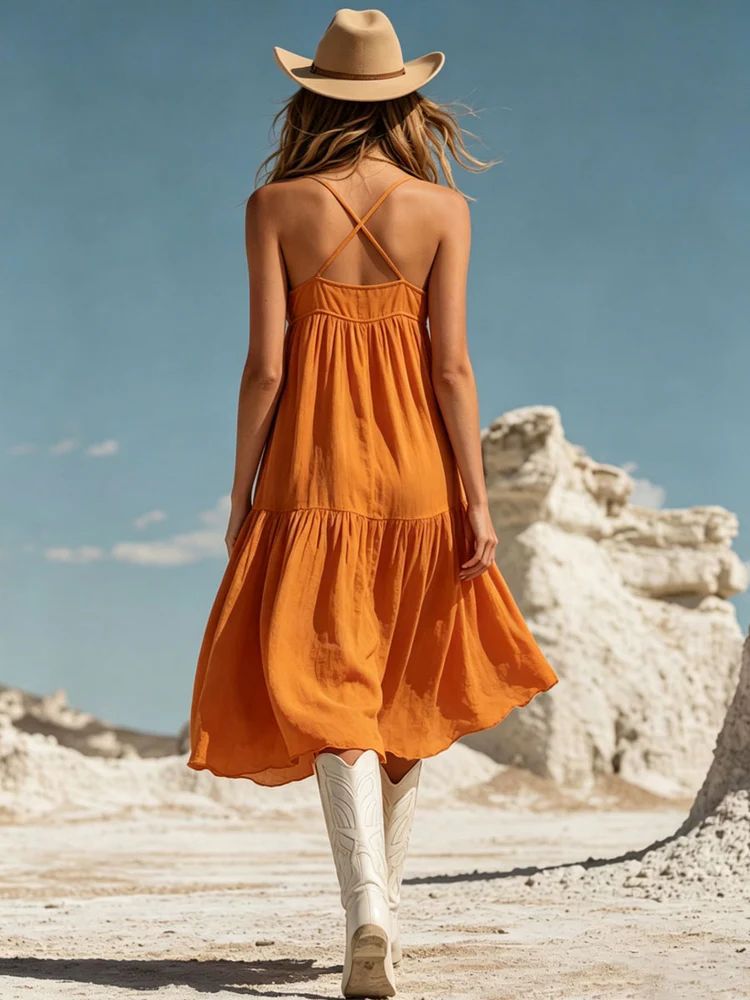 Bohemian Halter Midi Dress