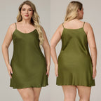 Satin Chiffon Strap Nightdress for Women, Sleeveless, Plus Size