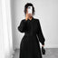 Black Pleated Long-Sleeve Maxi Dress, Plus Size