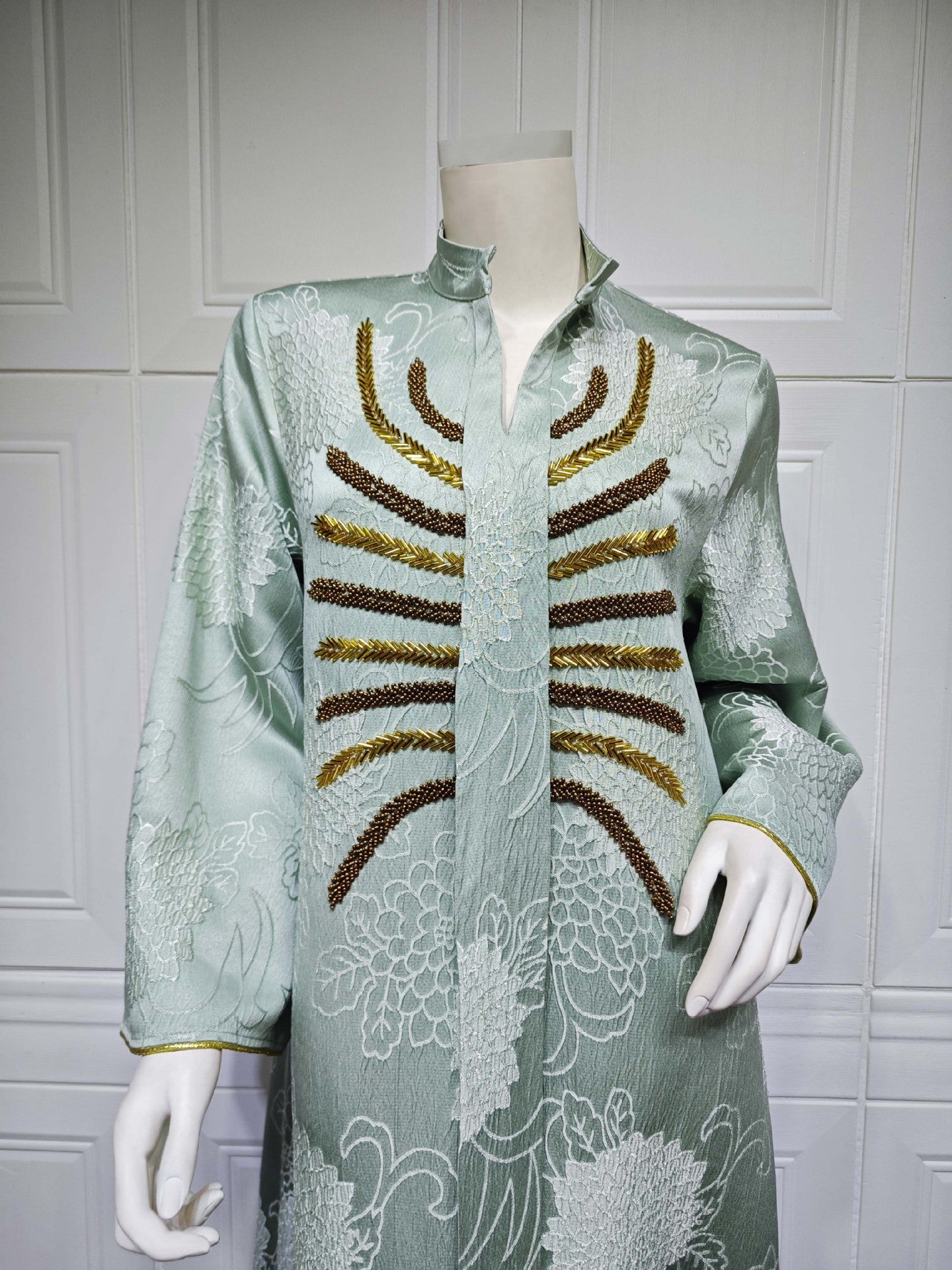 Embroidered V-Neck Maxi Dress