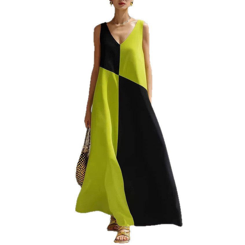 Color-Block Halter Maxi Dress Hoofdafbeelding