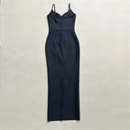 Embroidered Butterfly Bead Chain Maxi Dress for Women