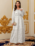White Gold-Foil Maxi Dress