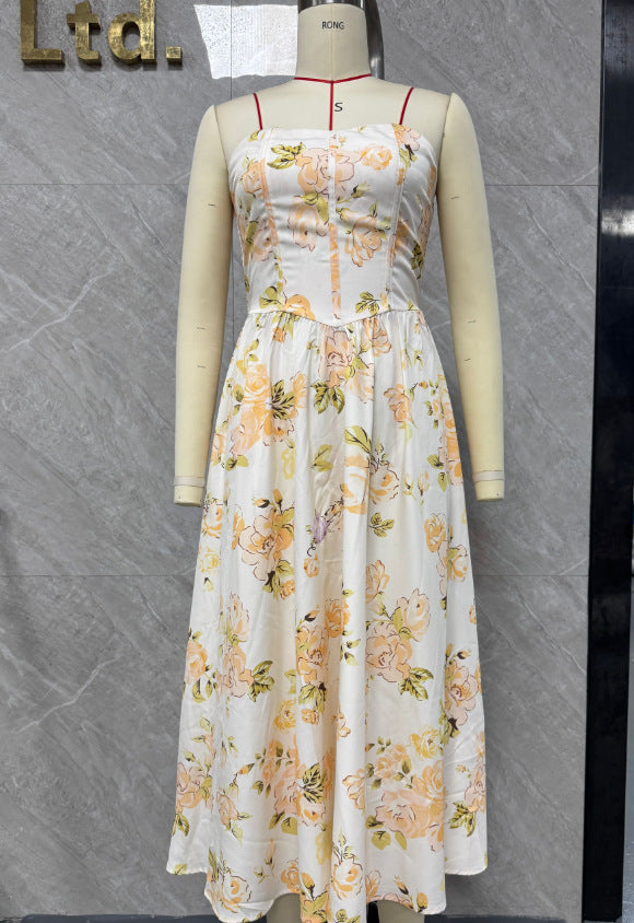 Yellow A-Line Midi Dress
