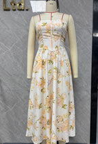 Yellow A-Line Midi Dress