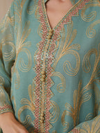 Embroidered Long-Sleeve Maxi Dress
