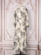 V-Neck Lace-Up Long-Sleeve Maxi Dress