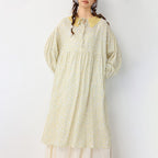 Floral Lace-Up Peter Pan Collar Maxi Dress for Women, Long Sleeve