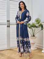 Lace-Up Long-Sleeve Maxi Dress