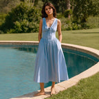 Lace-Up V-Neck Maxi Dress for Women, Sleeveless