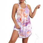 3D Floral Print Sleeveless A-Line Mini Dress for Women, Plus Size