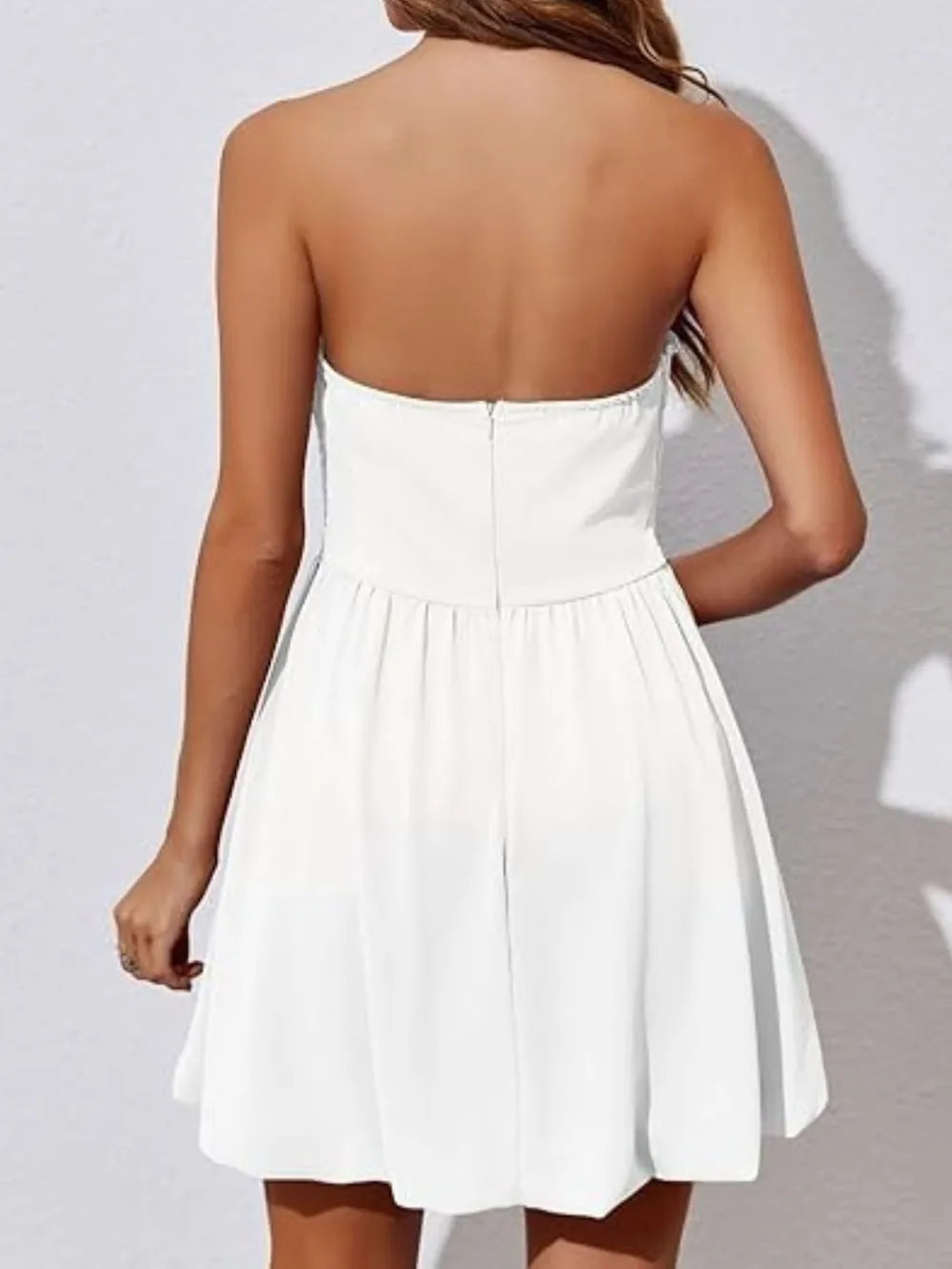 Sophie-Ruched Tube Mini Dress in White Secondary image