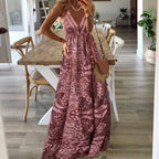 Floral Print V-Neck Maxi Dress