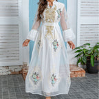 White Slim-Fit Long-Sleeve Maxi Dress