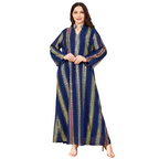 V-Neck Loose Long-Sleeve Maxi Dress, Blue for women with V neck and long sleeves