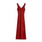 Floral V-Neck Strap Bodycon Maxi Dress for Women, High Waist