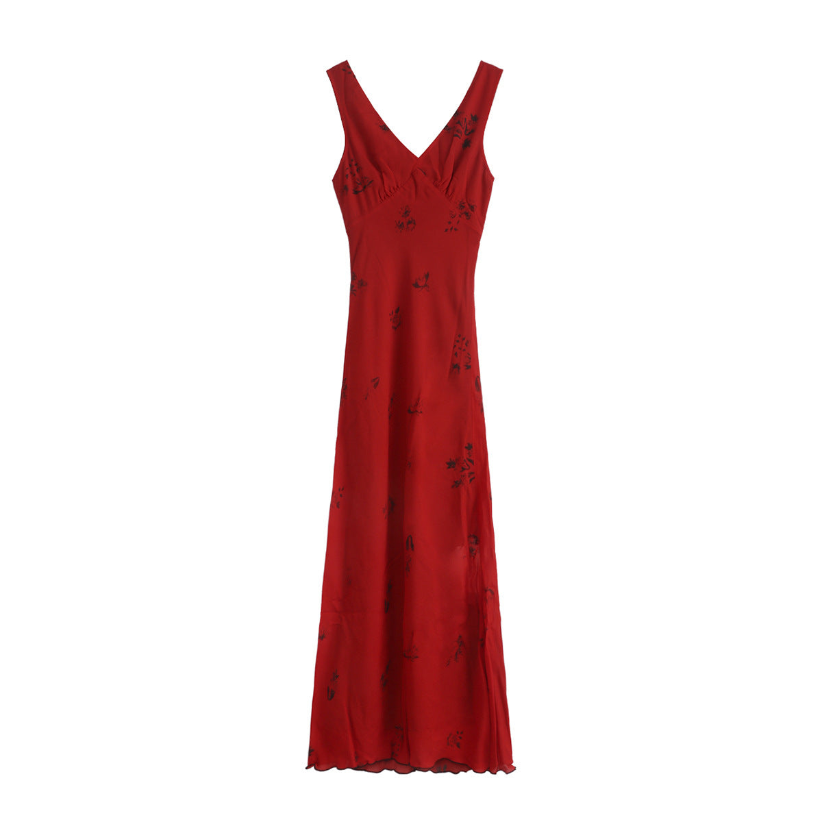 Floral V-Neck Strap Bodycon Maxi Dress for Women, High Waist