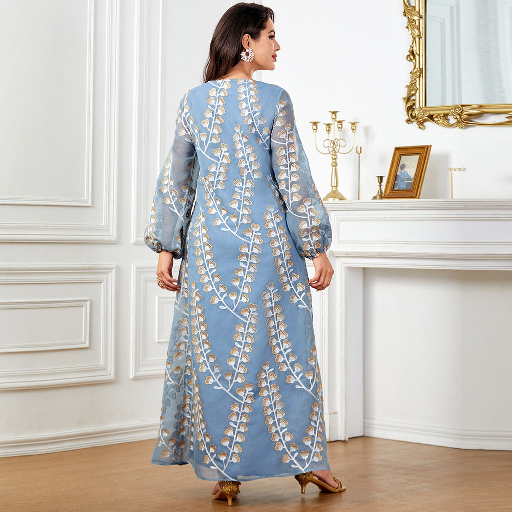 Long Sleeve Dress with Sequin Embroidery