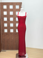 Rhinestone Strap Backless Bodycon Evening Gown for Women