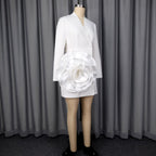 V-Neck Long-Sleeve Mini Dress