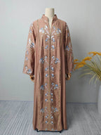 Floral Embroidered V-Neck Maxi Dress