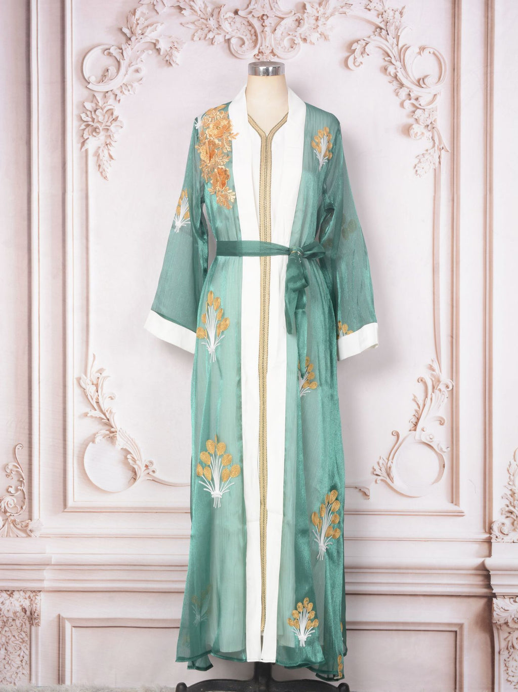 Embroidered bead two-piece long skirt set