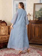 Beaded Embroidered Chiffon Maxi Dress