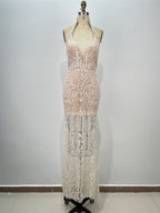 Halter Rhinestone Bodycon Maxi Dress for Women