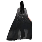 Rhinestone Cape Bodycon Maxi Dress