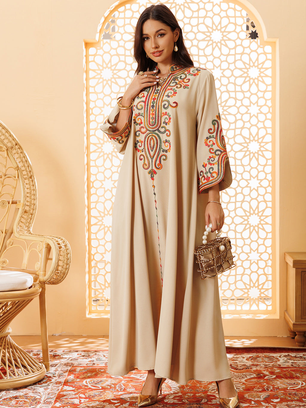 Embroidered Pullover Maxi Dress