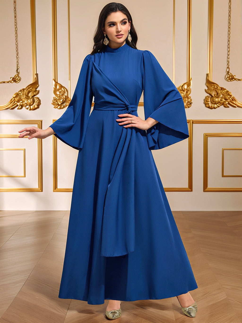 Cyan Blue Stretch Maxi Dress