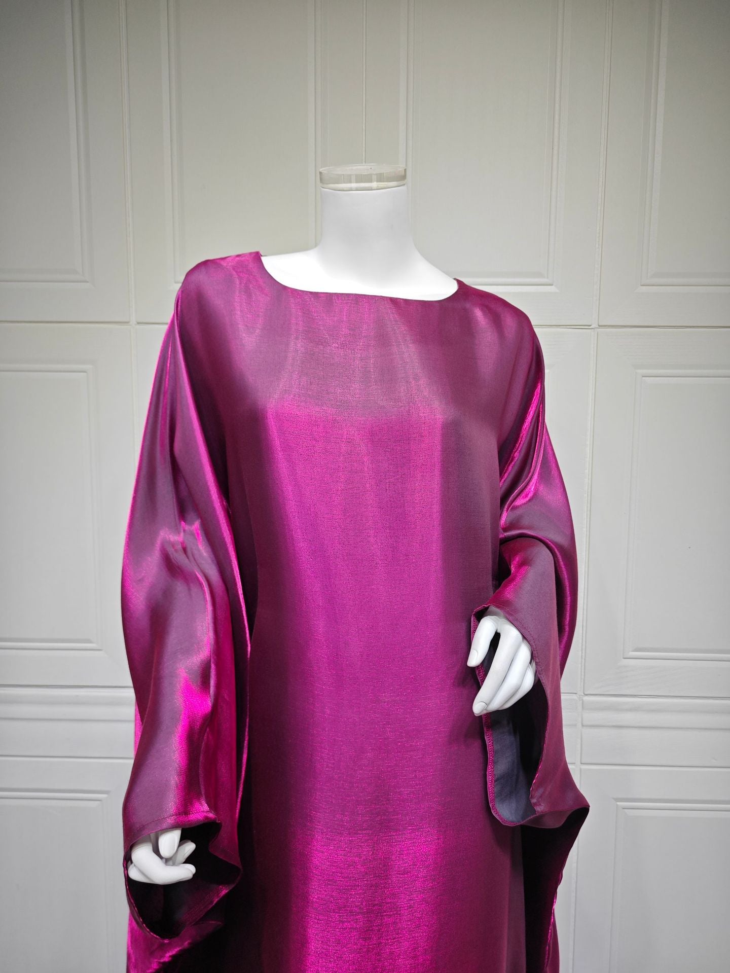 Shiny Satin Belted Maxi Dress