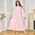 Round-Neck Lace Long-Sleeve Maxi Dress