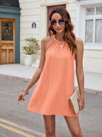 Eyelet sleeveless mini dress, feminine summer dress by Vilmere
