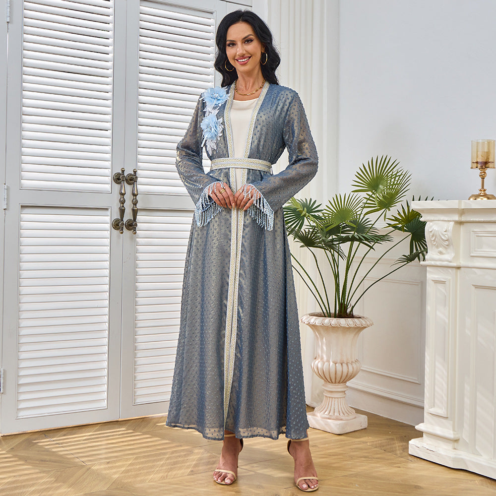 Floral Collar Long-Sleeve Maxi Dress Secondary image