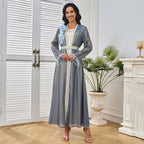 Floral Collar Long-Sleeve Maxi Dress
