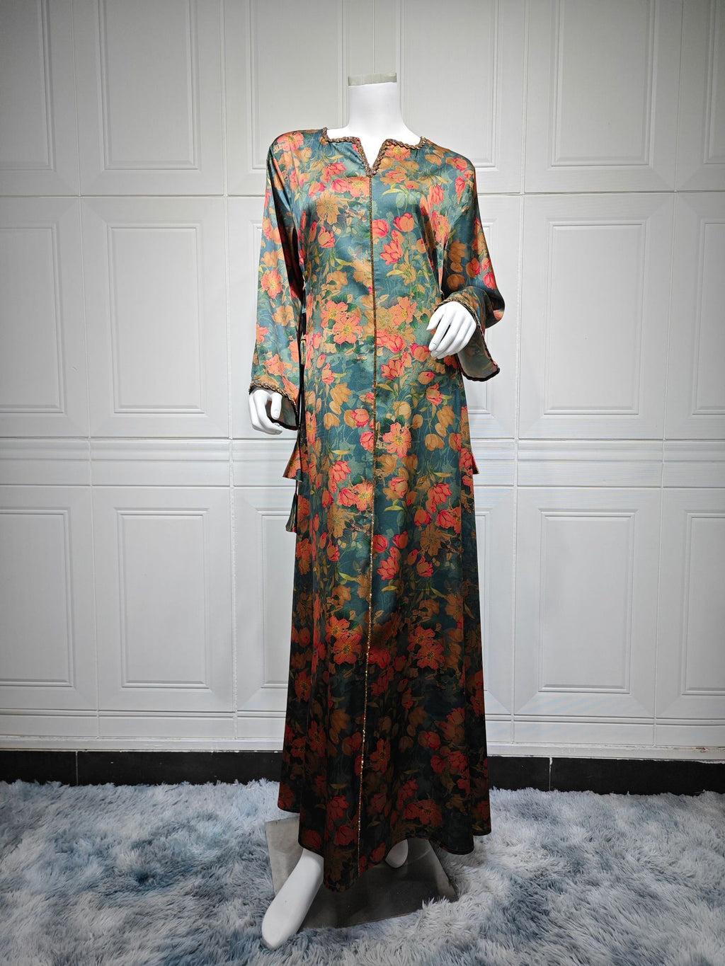 Printed Rhinestone Maxi Dress