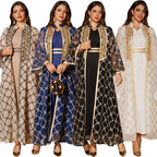 Embroidered Maxi Dress & Vest Set