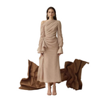 khaki dress with a one shoulder for women