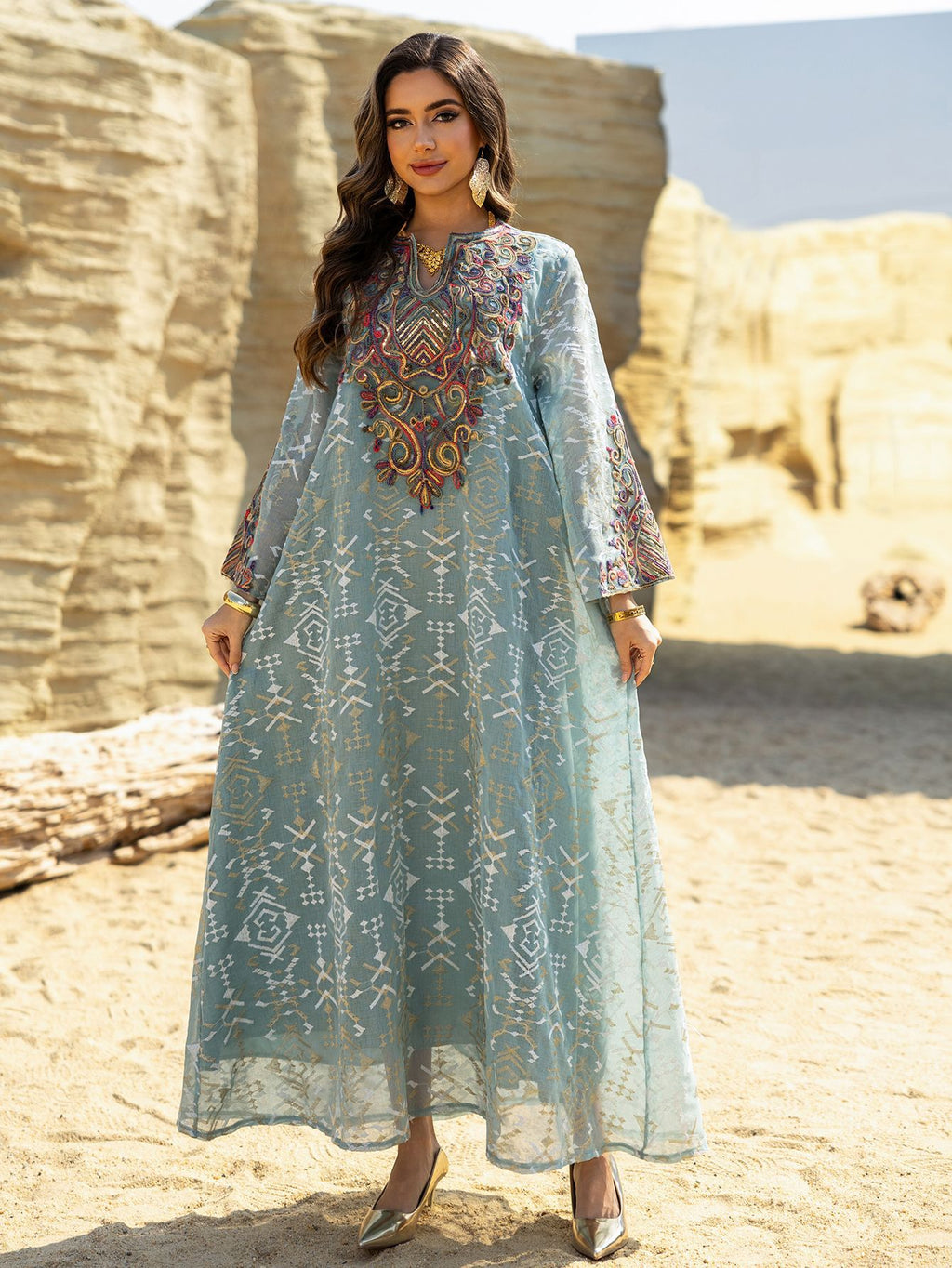 Mesh Patchwork Maxi Dress