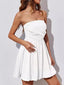 Ruched tube mini dress in white, strapless bodycon summer dress by Vilmere